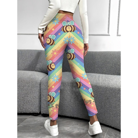 Legging Yoga Happy Bee Arc-en-ciel - Mignon & Confortable