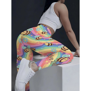 Legging Yoga Happy Bee Arc-en-ciel - Mignon & Confortable