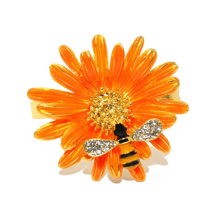 Ronds de Serviette Abeille & Fleur | Idée Cadeau Unique | Lot de 4