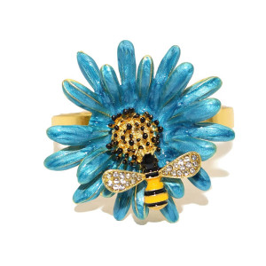 Ronds de Serviette Abeille & Fleur | Idée Cadeau Unique | Lot de 4