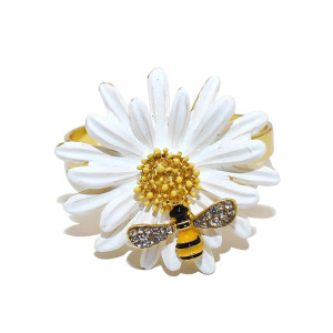 Cute Bee & Flower Napkin Rings | Unique Gift Idea | Set of 4