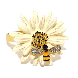 Cute Bee & Flower Napkin Rings | Unique Gift Idea | Set of 4