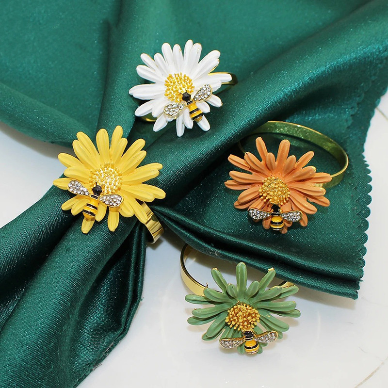 Cute Bee & Flower Napkin Rings | Unique Gift Idea | Set of 4