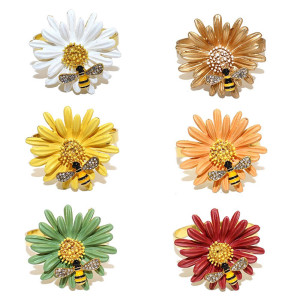 Cute Bee & Flower Napkin Rings | Unique Gift Idea | Set of 4