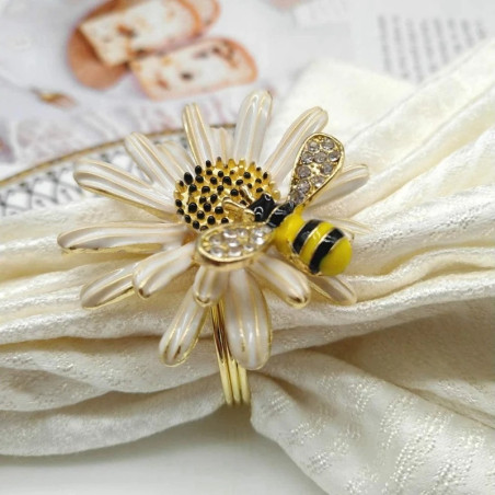 Ronds de Serviette Abeille Marguerite Perlée