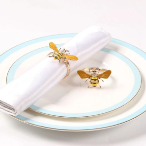 Ronds de Serviette Abeille Cristal Doré