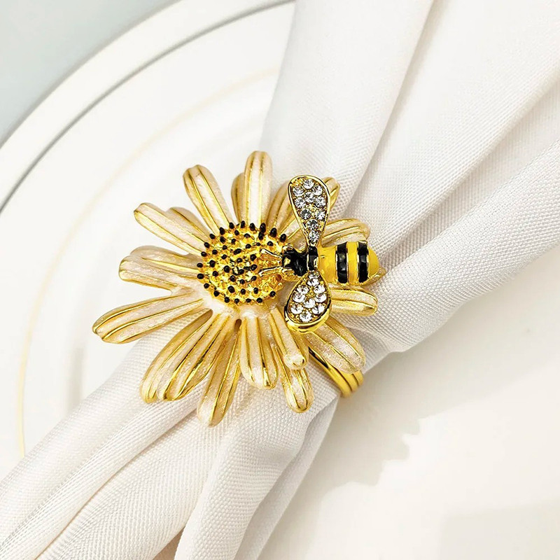Ronds de Serviette Abeille "Éclat Floral" - Lot de 6 piéces !