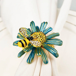 Ronds de Serviette Abeille "Éclat Floral" - Lot de 6 piéces