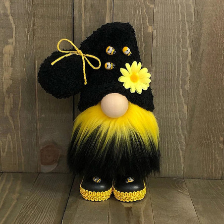 Gnome Abeille en Peluche | Idée Cadeau Déco Nature & Jardin