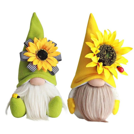 Couple de Gnomes Abeilles Tournesol | Décoration Printanière