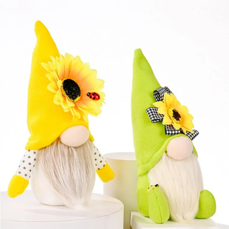 Couple de Gnomes Abeilles Tournesol | Décoration Printanière
