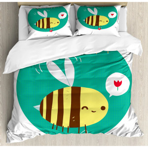 Cute Bee & Daisy Duvet Cover Set | Gift for Bee Lovers