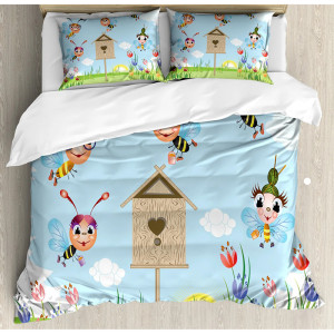 Cute Bee Print Duvet Cover Set | Unique Bee Lover Gift Idea