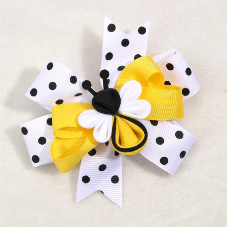 Épingle à cheveux abeille Noeud ruban Blanc avec Poids Blancs