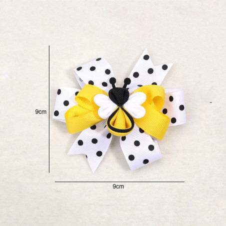 Barrette Cheveux Abeille avec Nœud à Pois | Accessoire Unique