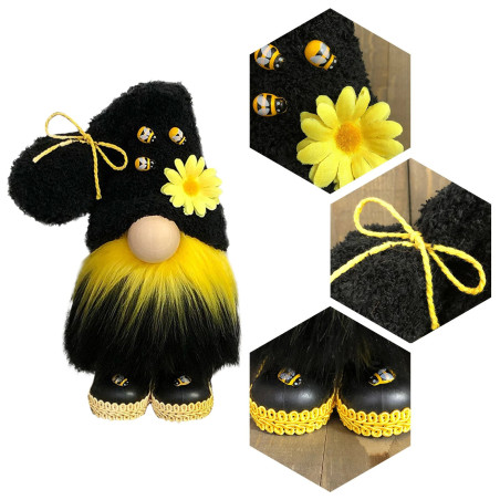 Gnome Abeille en Peluche | Idée Cadeau Déco Nature & Jardin