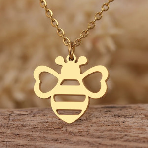 Collier pendentif abeille ras du cou de couleur or
