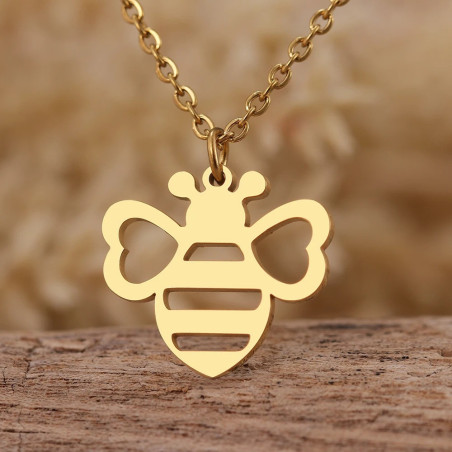 Natural Glow Bee Pendant Necklace - Gold & Silver Bee Jewelry