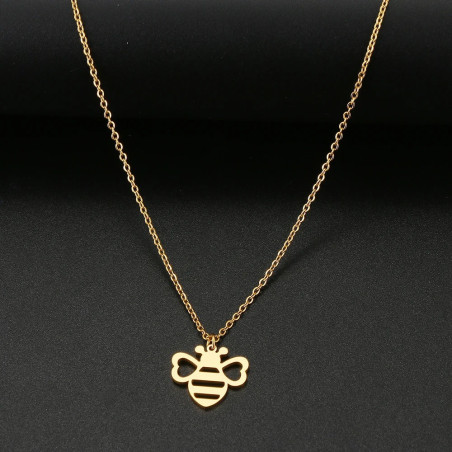 Collier pendentif abeille ras du cou de couleur or