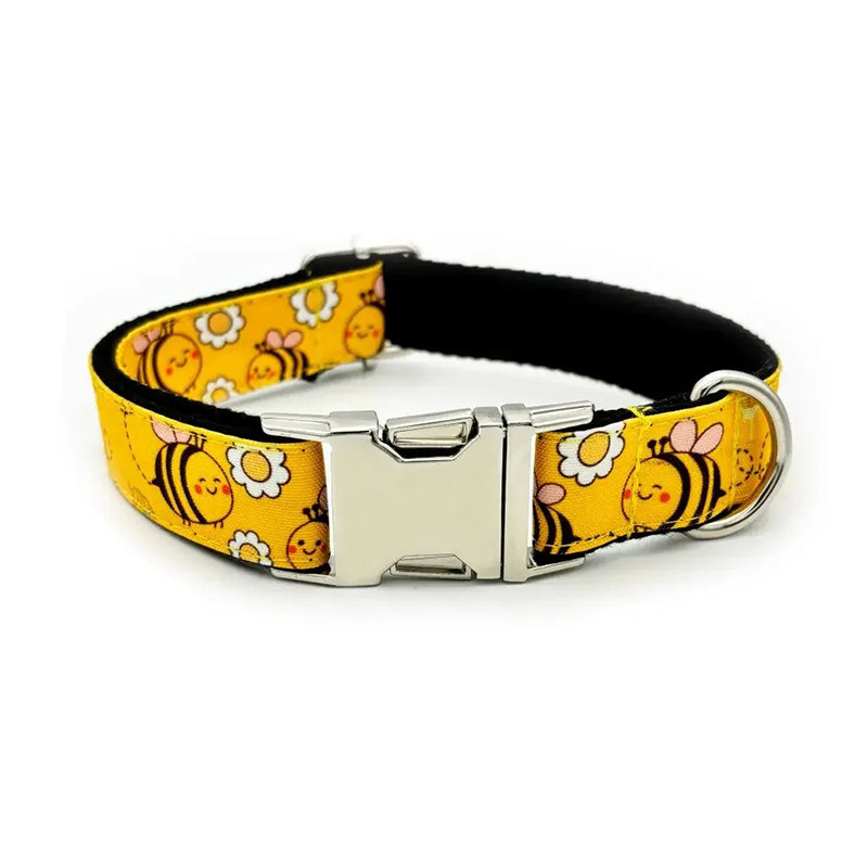 Collier pour Chien & Chat à Motif Abeille "Butineur Joyeux" - Personnalisation offerte !