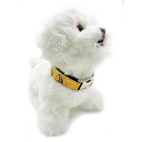 Collier pour Chien & Chat à Motif Abeille "Butineur Joyeux"