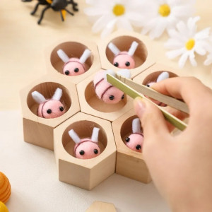 Juego Montessori de Abeja en Madera - Motricidad Fina