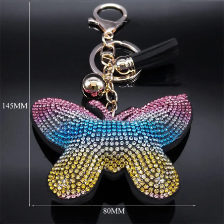 Porte-clés Papillon Multicolore Arc en Ciel🌈 avec Pompon !