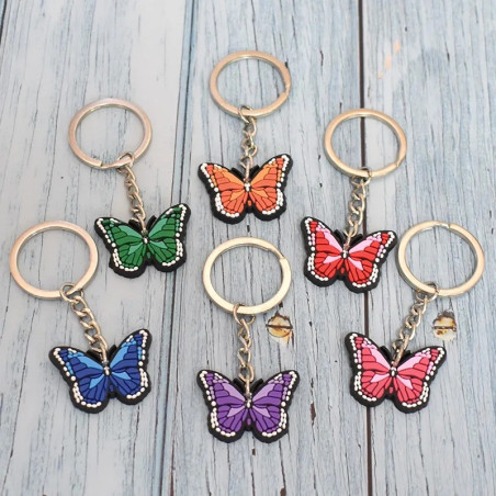 Porte-clés Papillon en PVC Coloré - Idéal pour Sacs et Trousseaux ! 🦋