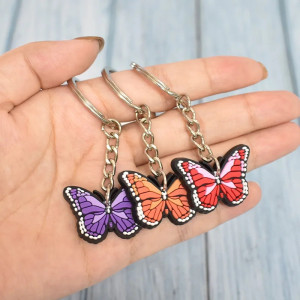 Porte-clés Papillon en PVC Coloré - Idéal pour Sacs et Trousseaux ! 🦋