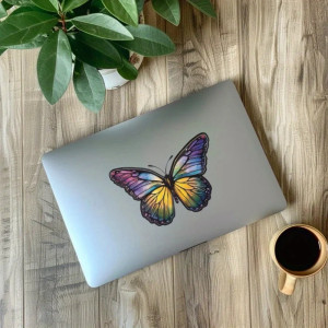 Cute Rainbow Butterfly Vinyl Sticker for Laptops & Decor