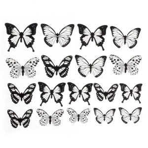 Black & White Butterfly Stickers - Chic Wall Decor - Set of 18