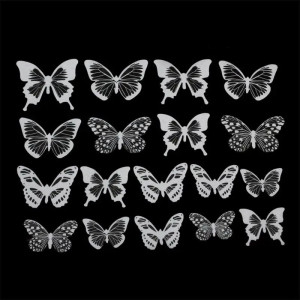 Black & White Butterfly Stickers - Chic Wall Decor - Set of 18
