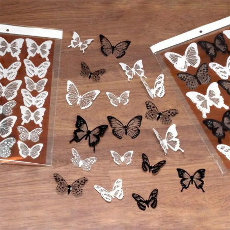 Stickers Papillons Noirs et Blancs - Décoration Murale Chic - Lot de 18