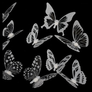 Stickers Papillons Noirs et Blancs - Décoration Murale Chic - Lot de 18