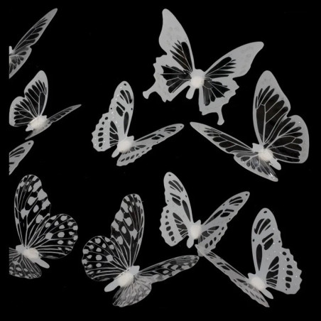 Stickers Papillons Noirs et Blancs - Décoration Murale Chic - Lot de 18