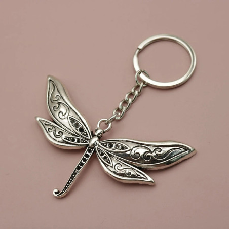 Cute Silver Dragonfly Keychain | Nature Gift | 1001bees.com