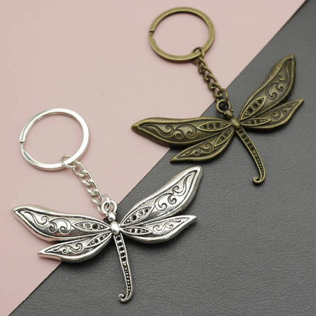 Porte-clés Libéllule Couleur Argent - 4 x 8 cm | 1001 Abeilles