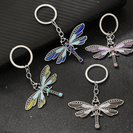 Colorful Acrylic Dragonfly Keychain - Unique Nature Gift