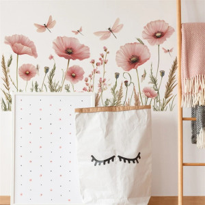 Autocollant Mural Vinyle Fleur et Libellule - 1001 Abeilles