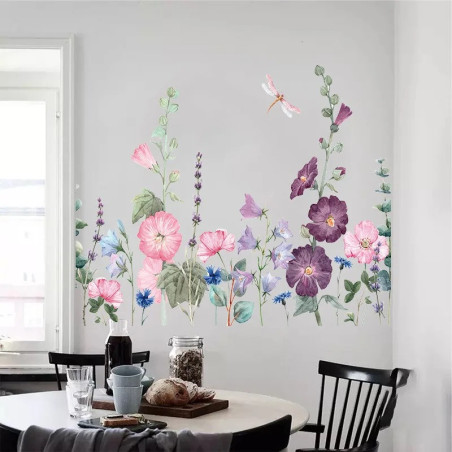 Autocollants Muraux Vignes Pourpres et Libellule - 60 cm x 60 cm | 1001Abeilles.com
