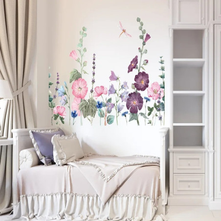 Purple Vine & Dragonfly Wall Decals - 24x24 in | 1001bees.com