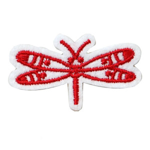 Patch à coudre libellule rouge 3D en perles - 8.5cm x 6.5cm - 1001abeilles.com