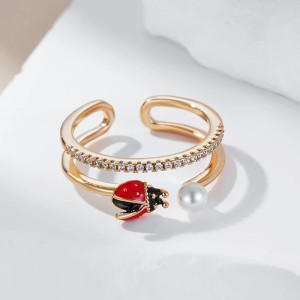 Bague Coccinelle Fleur de Princesse en Argent Sterling 925 | Bijoux Élégants