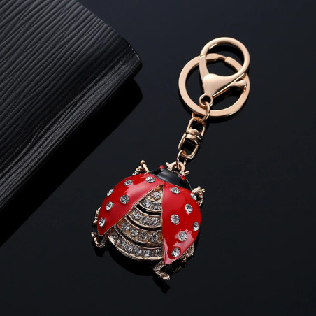 Porte-clés Coccinelle Scintillante Royale - Accessoire Élégant en Zircon