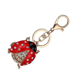 Porte-clés Coccinelle Scintillante Royale - Accessoire Élégant en Zircon