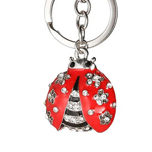 Porte-clés Coccinelle 'Fleur de Cristal' | Accessoires Luxueux avec Strass