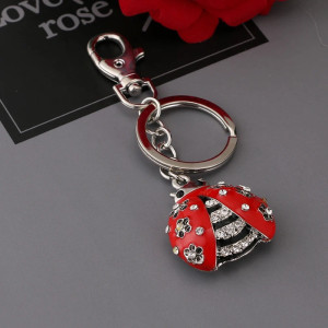 Porte-clés Coccinelle 'Fleur de Cristal' | Accessoires Luxueux avec Strass