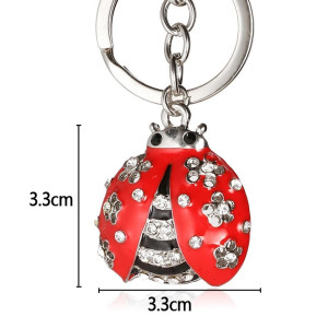 Porte-clés Coccinelle 'Fleur de Cristal' | Accessoires Luxueux avec Strass
