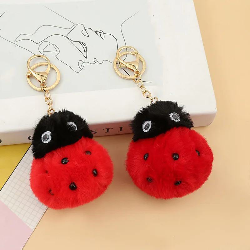 Cute Large Plush Ladybug Keychain | Gift Idea | 2 Colors