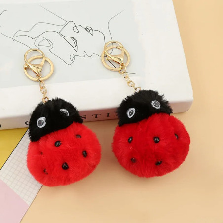 Porte-clés Coccinelle en Peluche - Grande Taille, 2 Couleurs